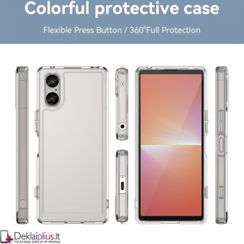 Silikoninis dėklas su kameros apsauga  2.0 mm storio - permatomas (Sony Xperia 5 V)